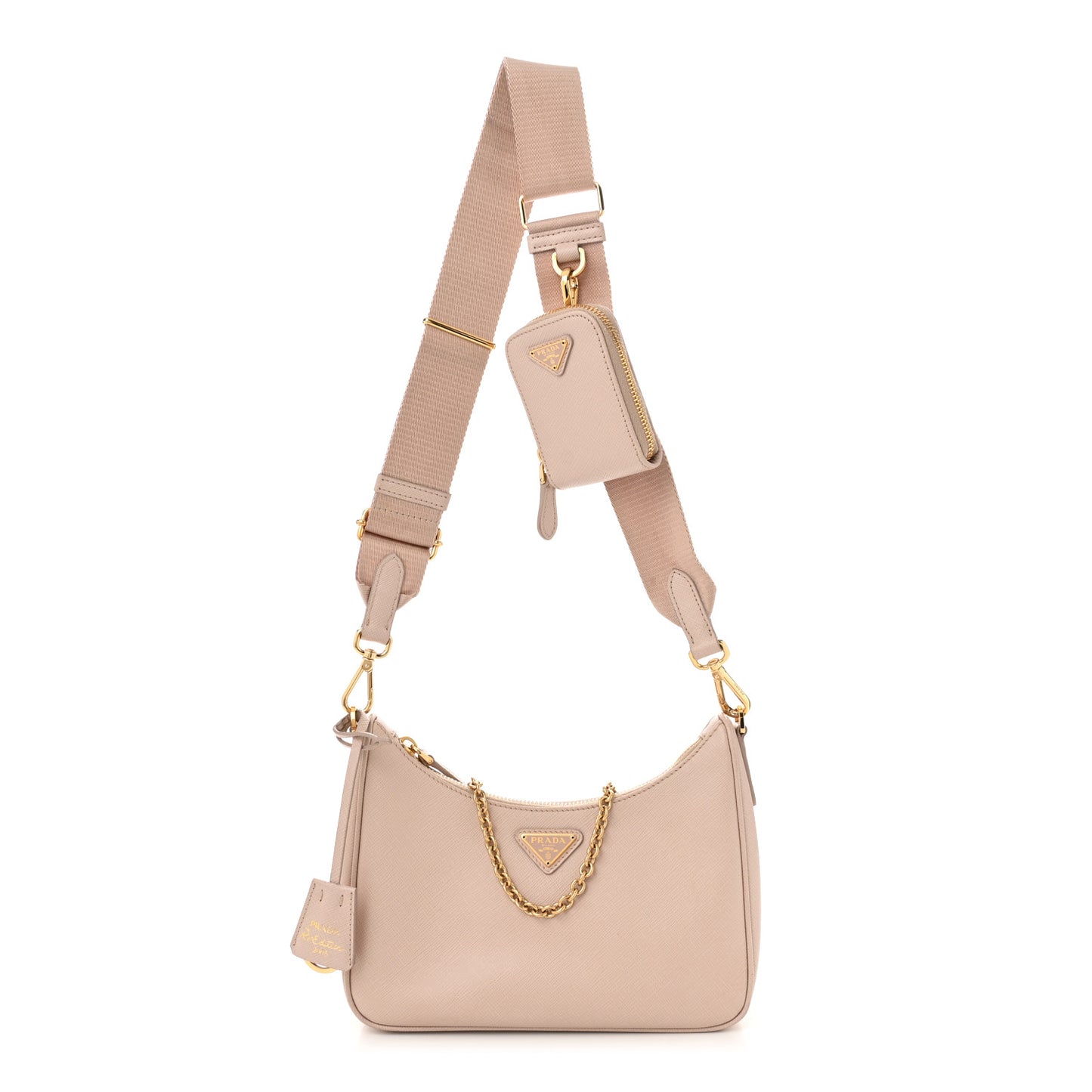 Saffiano Re-Edition 2005 Shoulder Bag Cammeo Beige