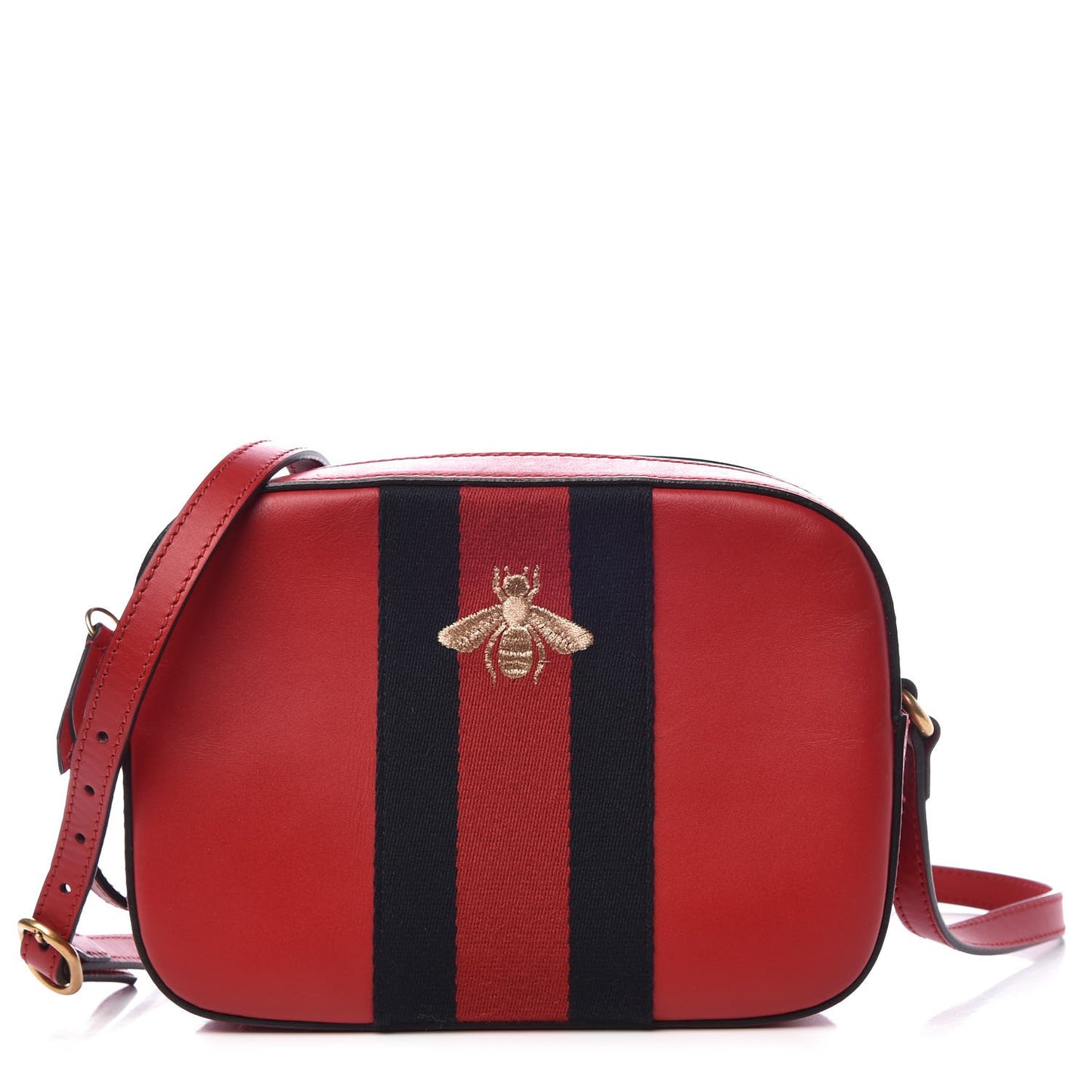 Calfskin Web Small Webby Bee Shoulder Bag Red