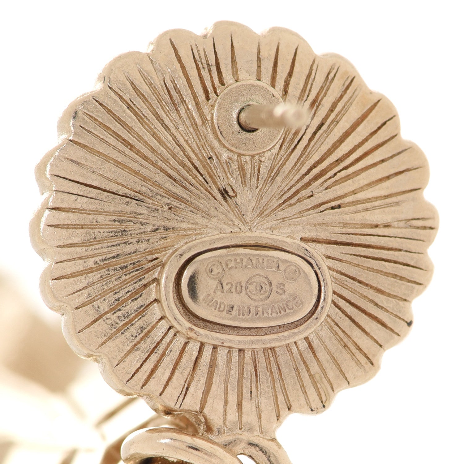 Chanel Pearl Crystal Queen of France CC Drop Earrings Gold 4 of 5