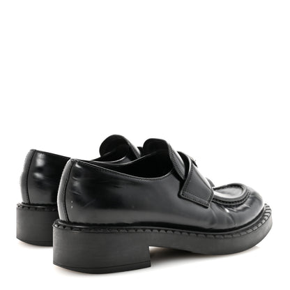 Prada Spazzolato Metal Triangle Logo 50mm Loafers 40 Black 5 of 9