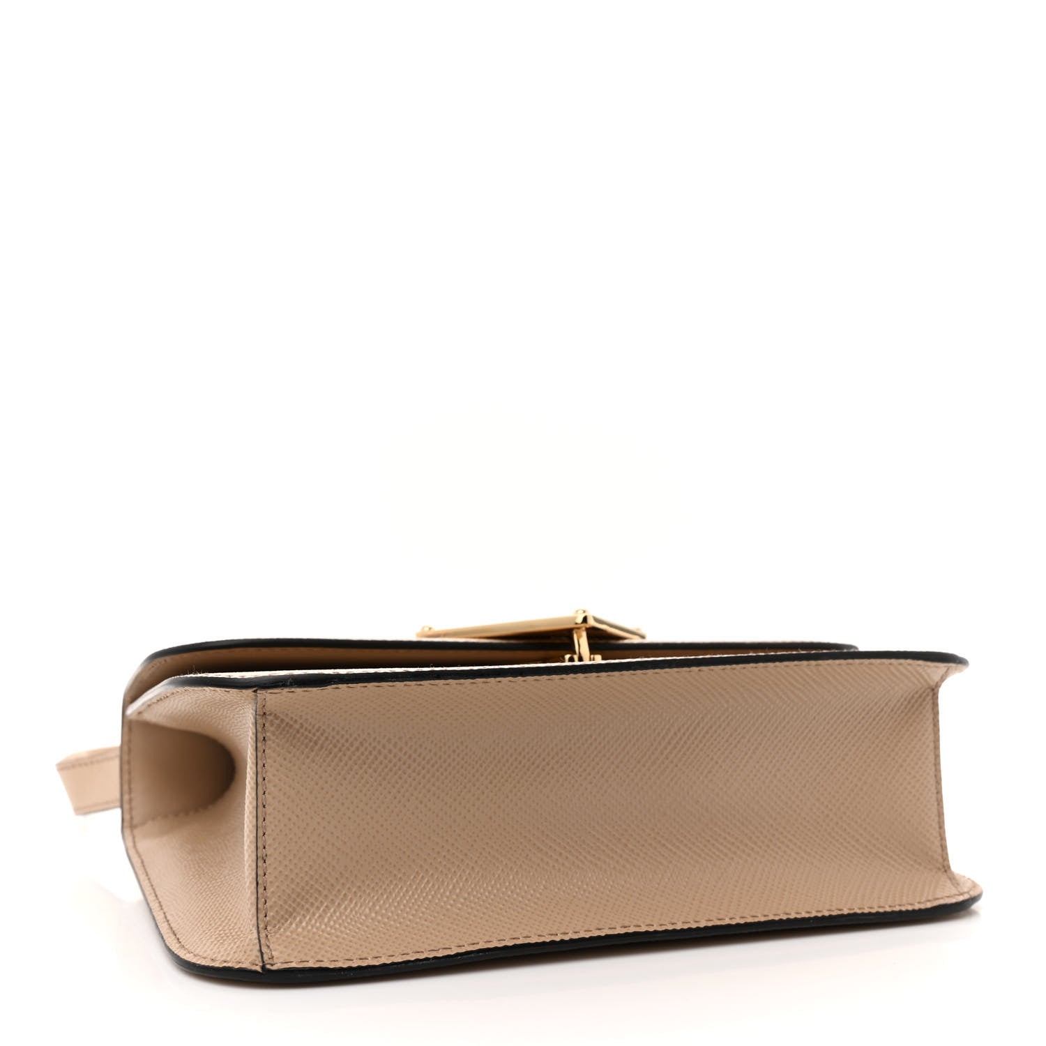 Prada Saffiano Cuir Triangle Embleme Flap Shoulder Bag Sabbia 4 of 11