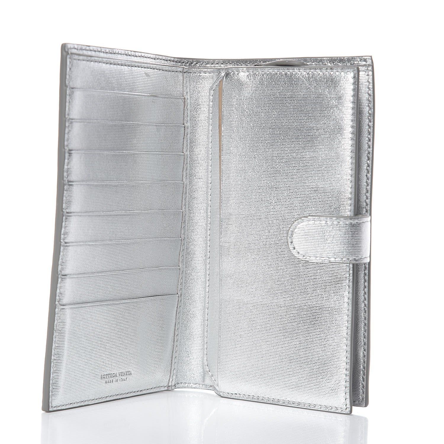 Bottega Veneta Metallic Grosgrain Intrecciato Continental Wallet Silver 5 of 12