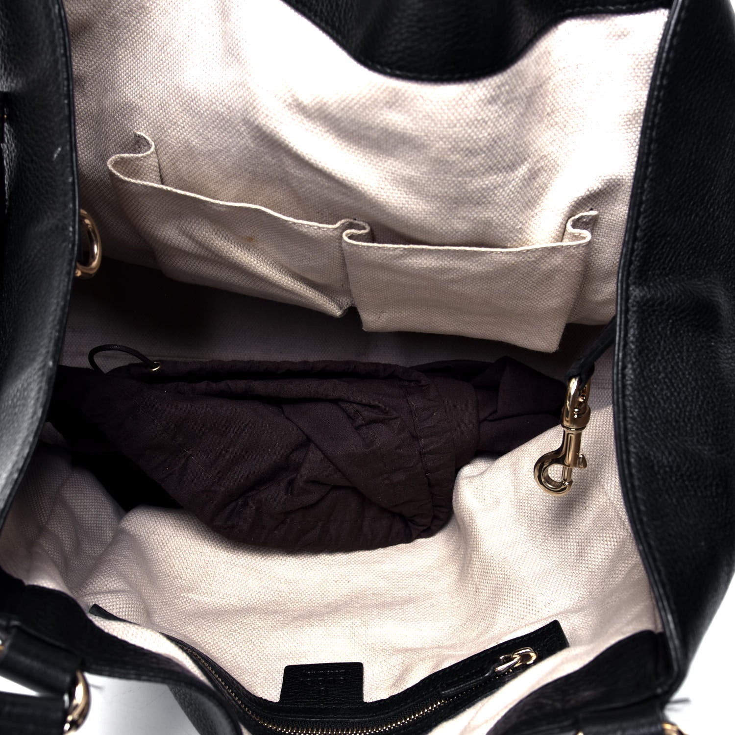 Gucci Pebbled Calfskin Medium Soho Shoulder Bag Black 4 of 5