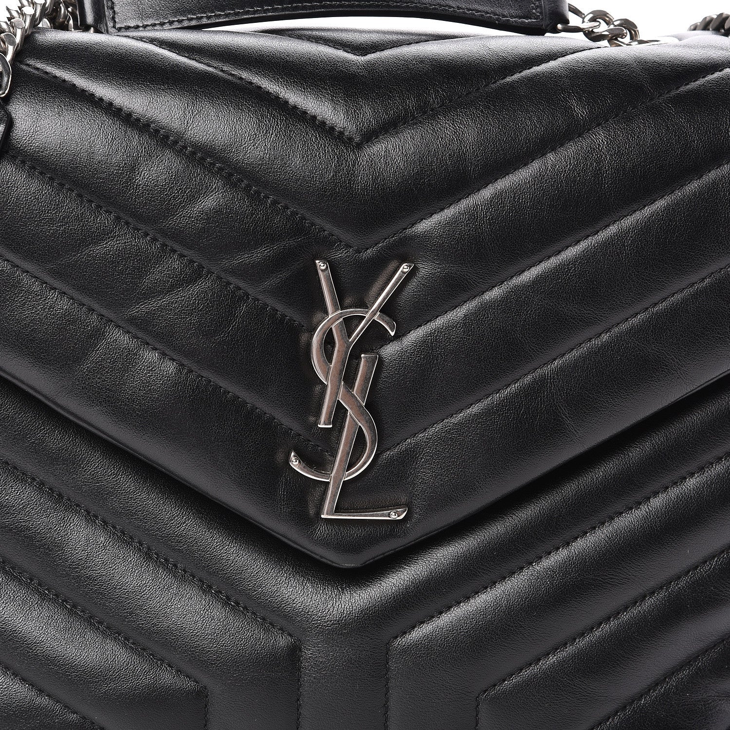Saint Laurent Calfskin Y Quilted Monogram Medium Loulou Chain Satchel Black 10 of 10