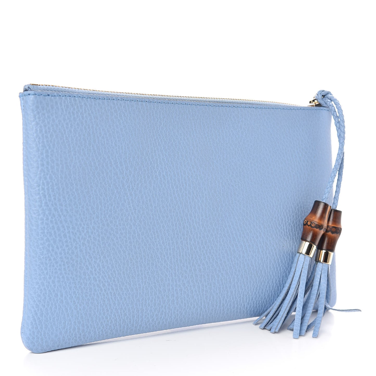 Calfskin Large Bamboo Clutch Mineral Blue