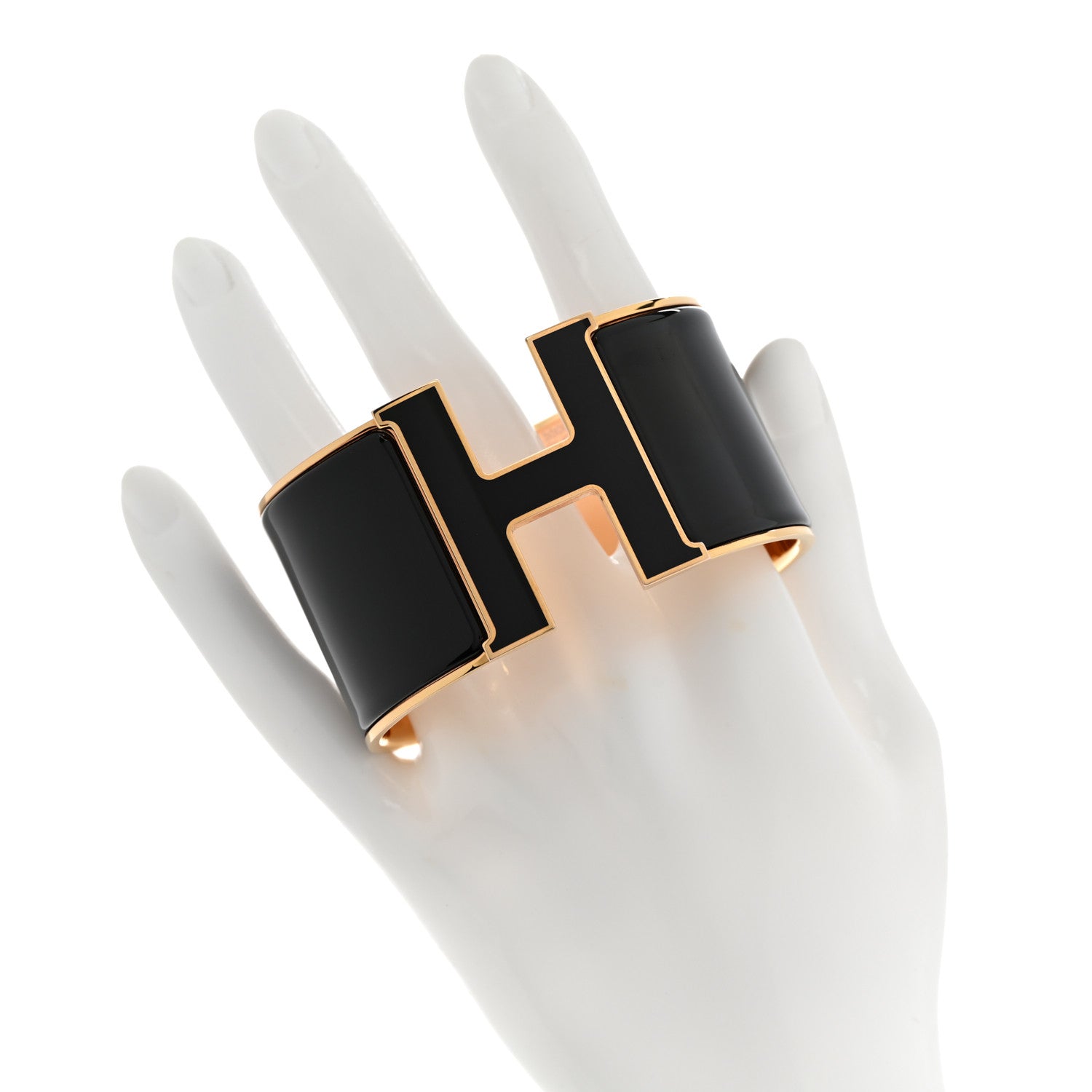 Hermes Enamel Extra Wide Clic Clac H Bracelet GM Black 2 of 6