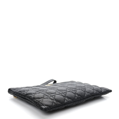Christian Dior Grained Calfskin Cannage Large Caro Daily Pouch Black 4 of 8