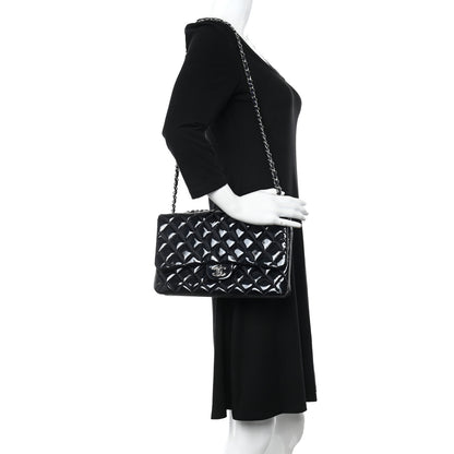 Chanel Patent Quilted 3 Jumbo Flap Navy 2 of 13