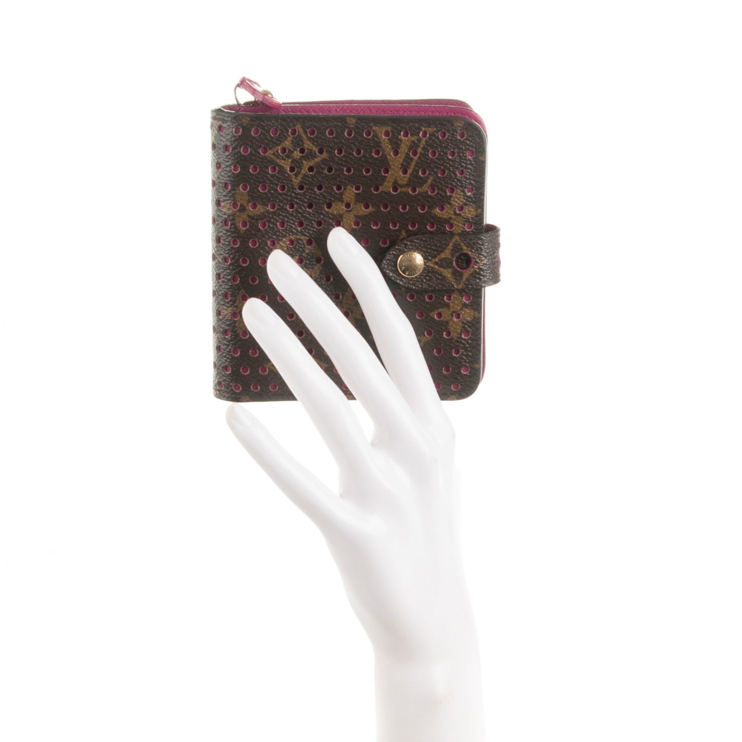 Monogram Perforated Compact Zipped Wallet Fuchsia