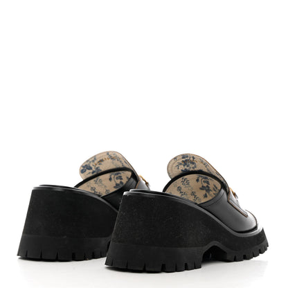 Gucci Cordovan Lux Womens Harald Horsebit Platform Slide Sandals 38.5 Black 4 of 14