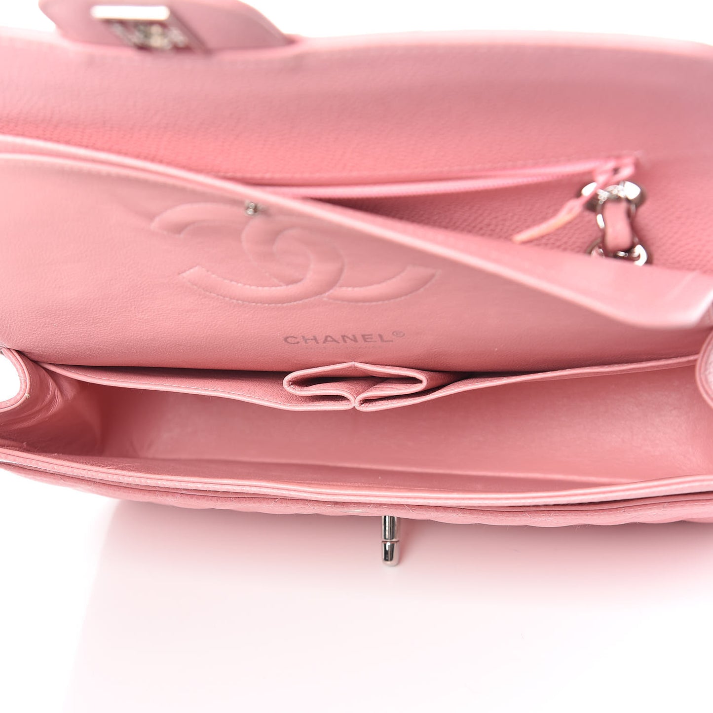 Caviar Quilted Medium Double Flap Pink