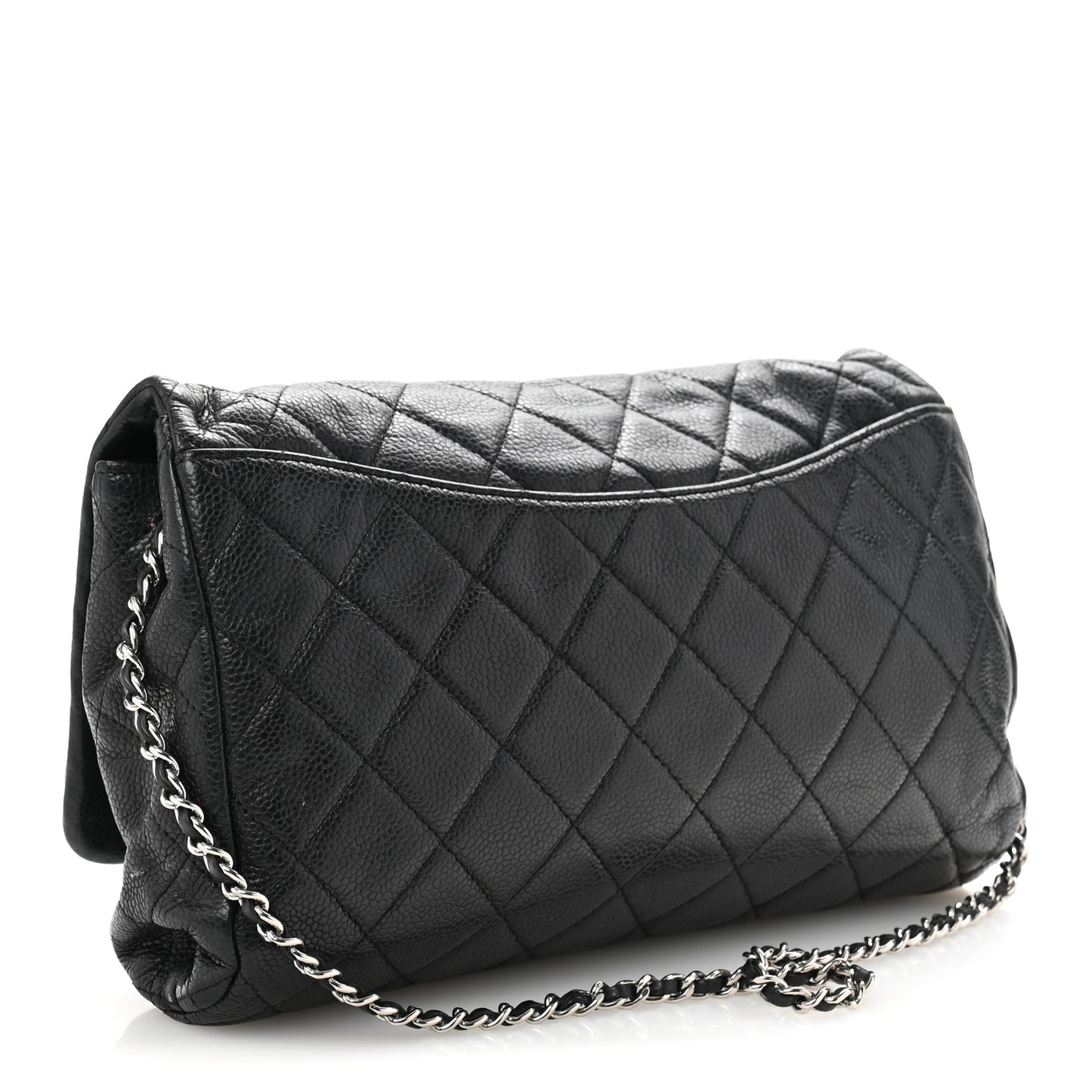 Caviar Quilted Clutch With Chain Flap Black