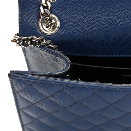 Saint Laurent Grain De Poudre Textured Mixed Matelasse Triquilt Medium Monogram Satchel Denim 13 of 20