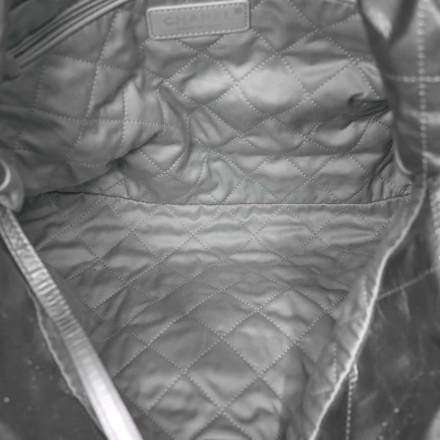 Metallic Calfskin Quilted Small Chanel 22 Silver