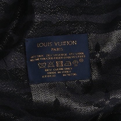 Louis Vuitton Silk Wool Monogram Leogram Shine Shawl Black 3 of 3