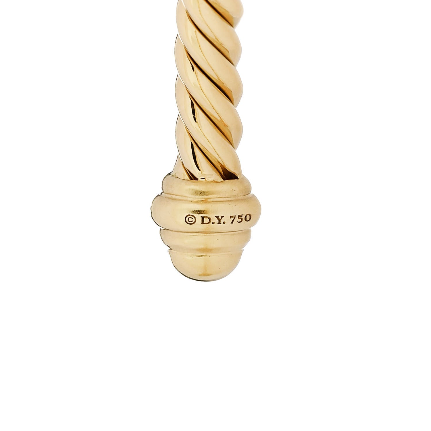 David Yurman 18K Yellow Gold Diamond 4.5mm Renaissance Oval Cablespira Bracelet 3 of 4