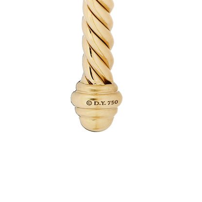 David Yurman 18K Yellow Gold Diamond 4.5mm Renaissance Oval Cablespira Bracelet 3 of 4