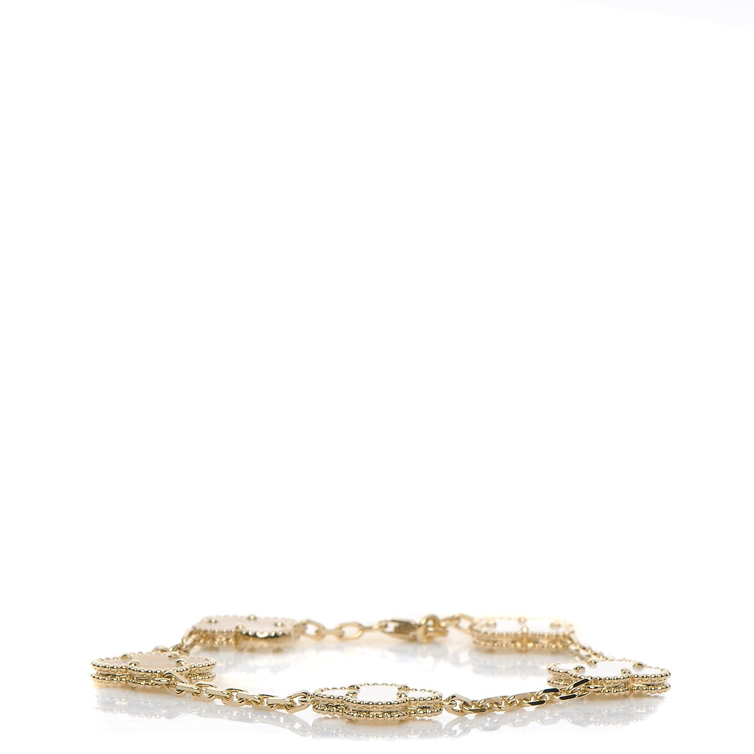 Van Cleef & Arpels 18K Yellow Gold Mother of Pearl 5 Motifs Vintage Alhambra Bracelet 1 of 7