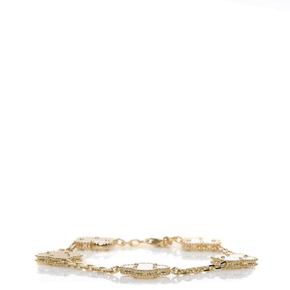 Van Cleef & Arpels 18K Yellow Gold Mother of Pearl 5 Motifs Vintage Alhambra Bracelet 1 of 7