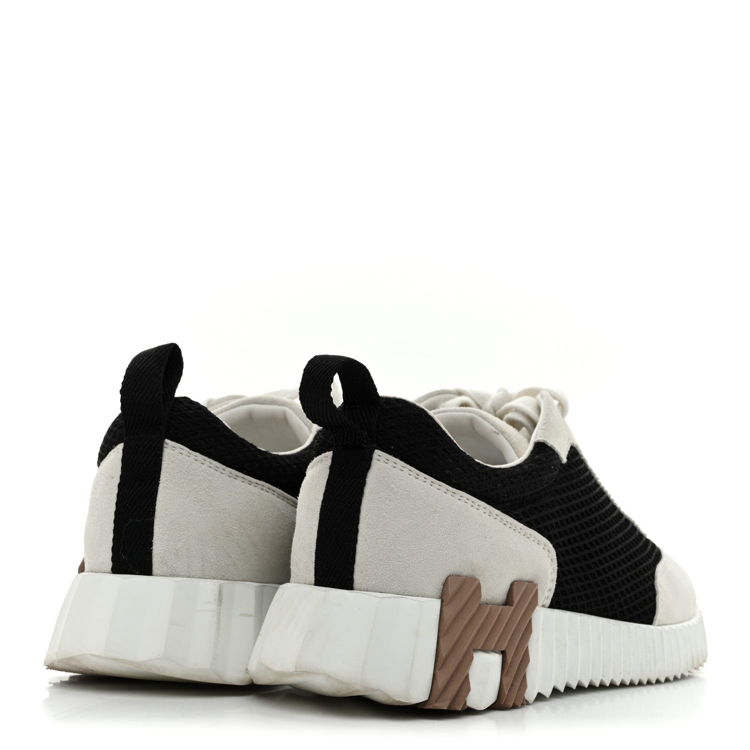 Hermes Air Mesh Suede Goatskin Bouncing Sneakers 35.5 Black White 5 of 9