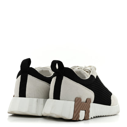 Hermes Air Mesh Suede Goatskin Bouncing Sneakers 35.5 Black White 5 of 9