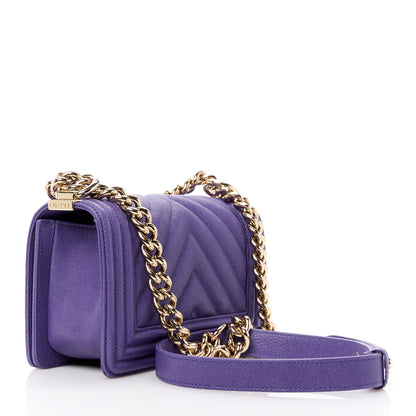 Chanel Caviar Chevron Quilted Small Boy Flap Purple 3 of 11