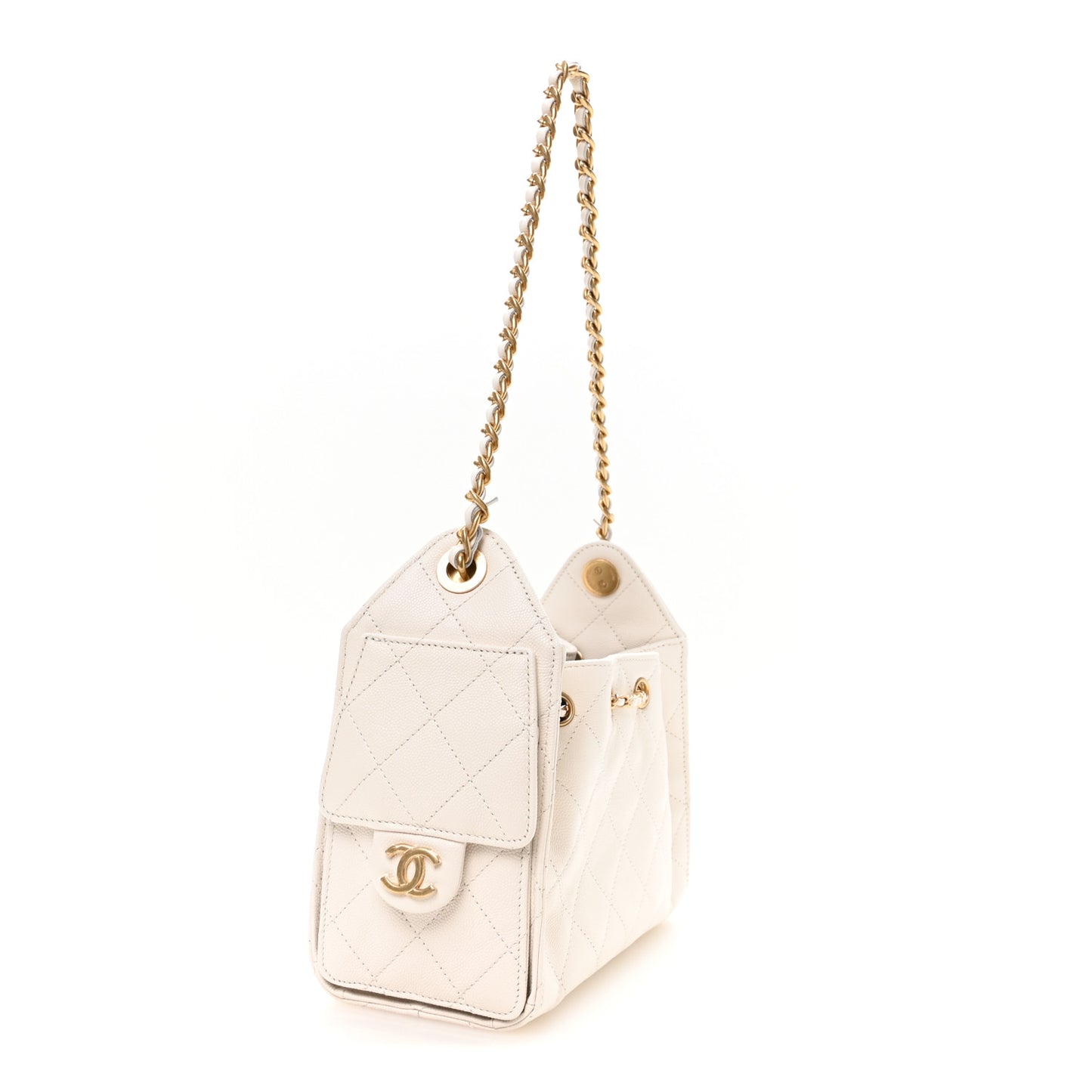 Caviar Quilted Mini Chanel 25 Handbag White