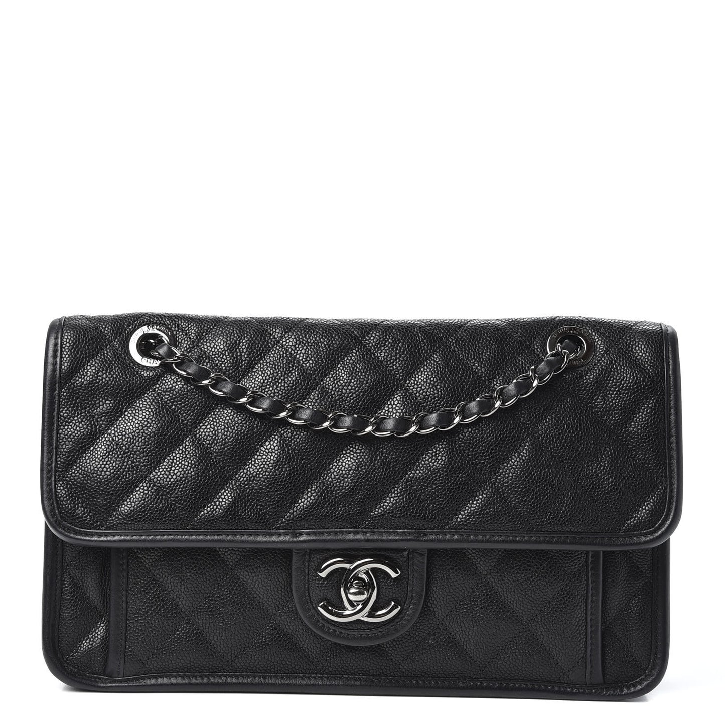 Caviar Quilted Medium French Riviera Flap Black