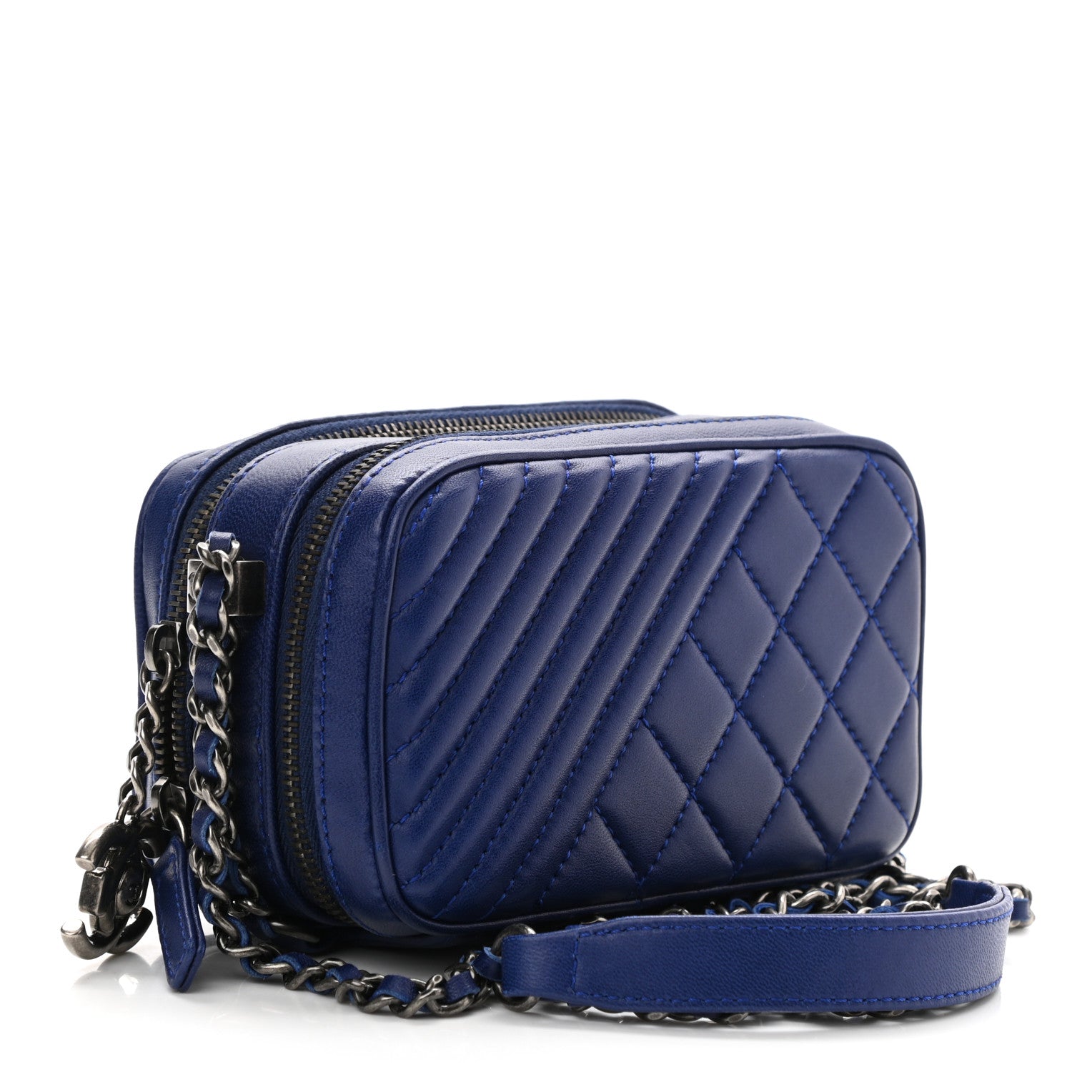Chanel Lambskin Quilted Mini Coco Boy Camera Bag Blue 3 of 11