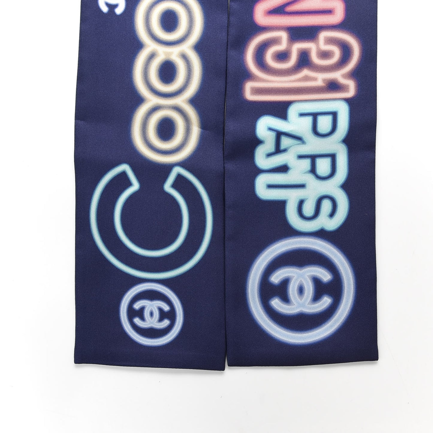 Silk CC Slim Bandeau Scarf Navy Blue Multicolor