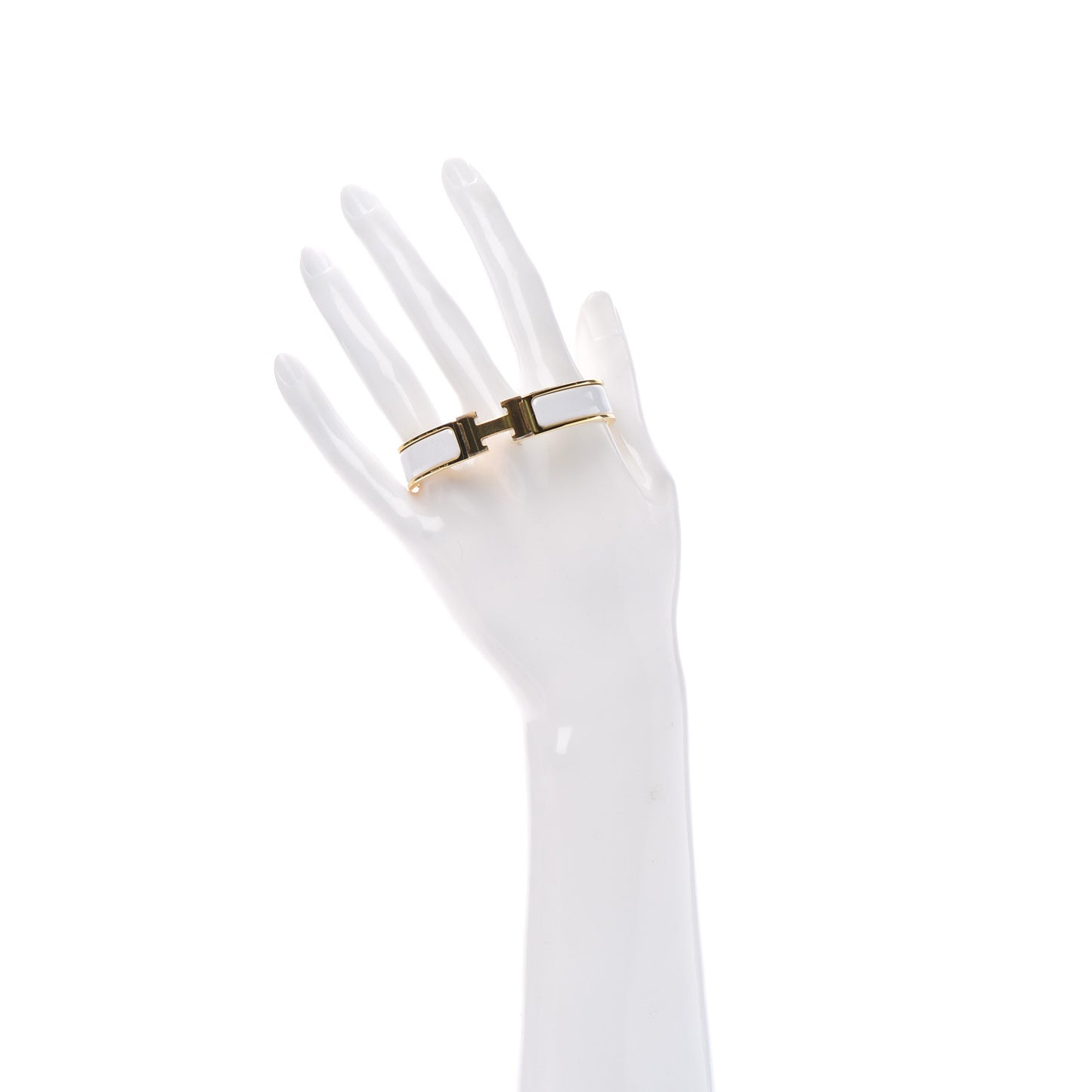 Enamel Narrow Clic Clac H Bracelet PM White