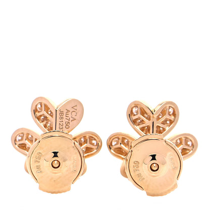 Van Cleef & Arpels 18K Rose Gold Diamond Mini Frivole Pave Earrings 3 of 6