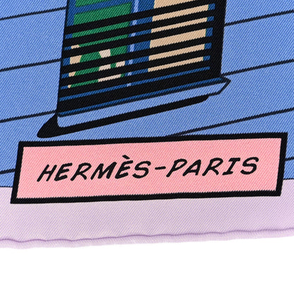 Hermes Silk Minuit Au Faubourg Scarf 70 Parme Bleu Vert 3 of 5