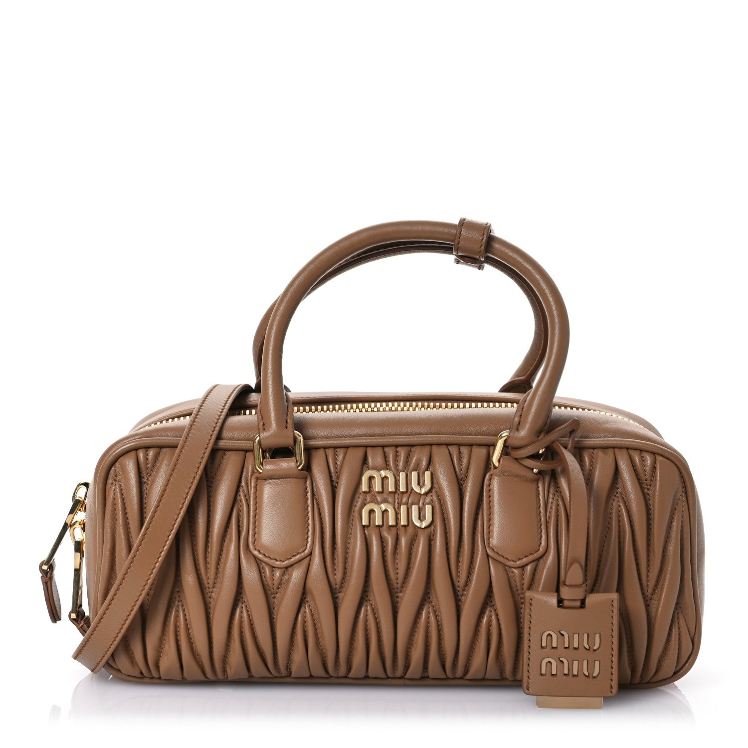 Miu Miu Nappa Matelasse Large Arcadie Top Handle Bag Caramel 1 of 13
