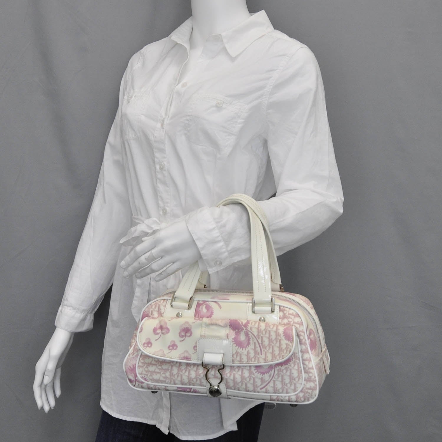 Christian Dior Canvas Monogram Floral Bowler Pink 2 of 11