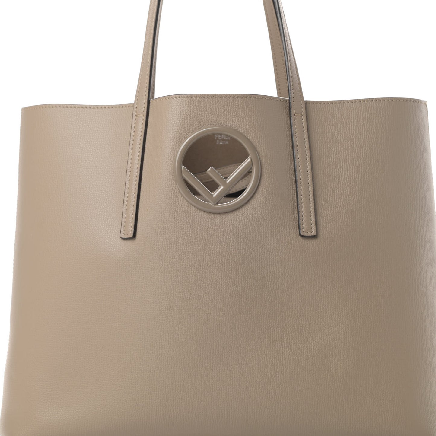 Vitello Vienna Enamel F is Fendi Shopping Tote Tortora Taupe