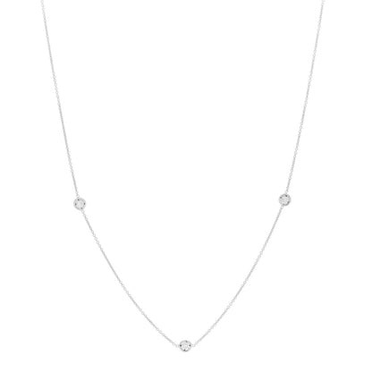 Roberto Coin 18K White Gold Diamond .15ctw Diamonds by the Inch Three Station Necklace 1 of 6