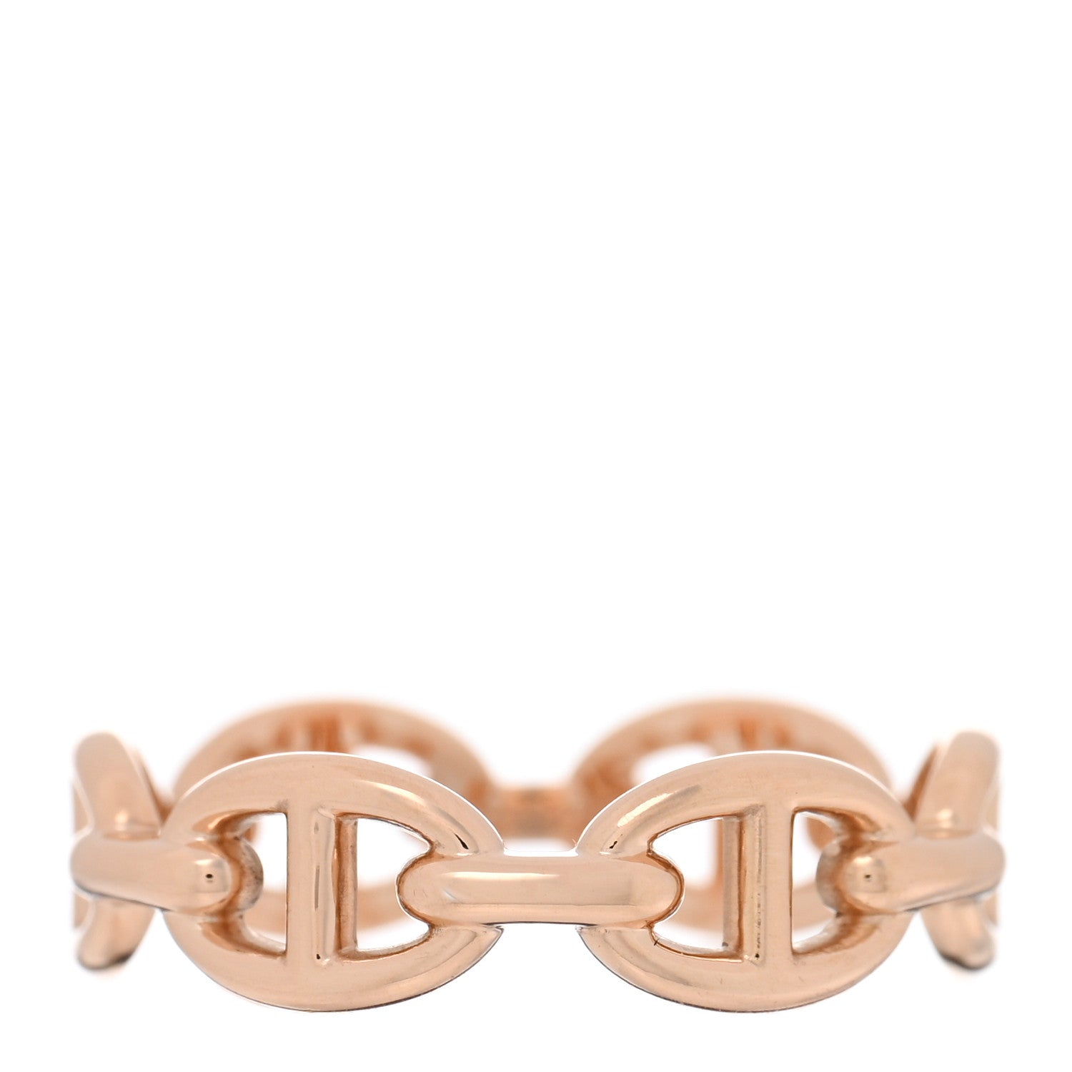Hermes 18K Rose Gold PM Chaine d'Ancre Enchainee Ring 56 7.5 1 of 5