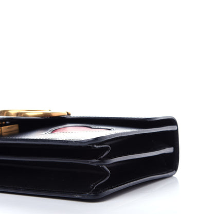 Gucci Knight Calfskin Malaga Kid Heart Medium GG Marmont Chain Handle Bag Black Hibiscus Red Multicolor 10 of 11