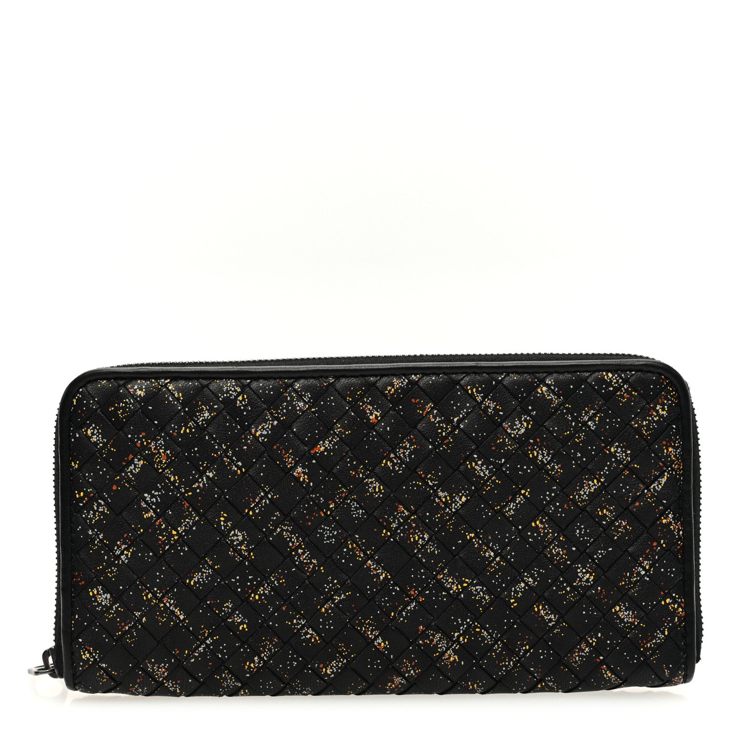 Bottega Veneta Nappa Intrecciato Paint Splatter Print Zip Around Wallet Black 1 of 7