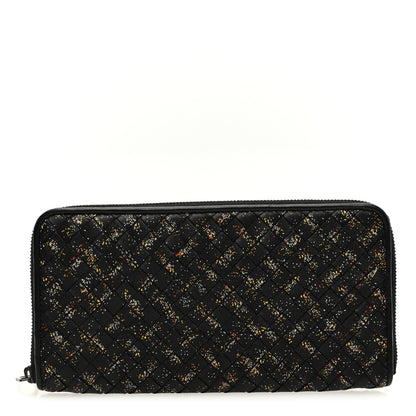 Bottega Veneta Nappa Intrecciato Paint Splatter Print Zip Around Wallet Black 1 of 7