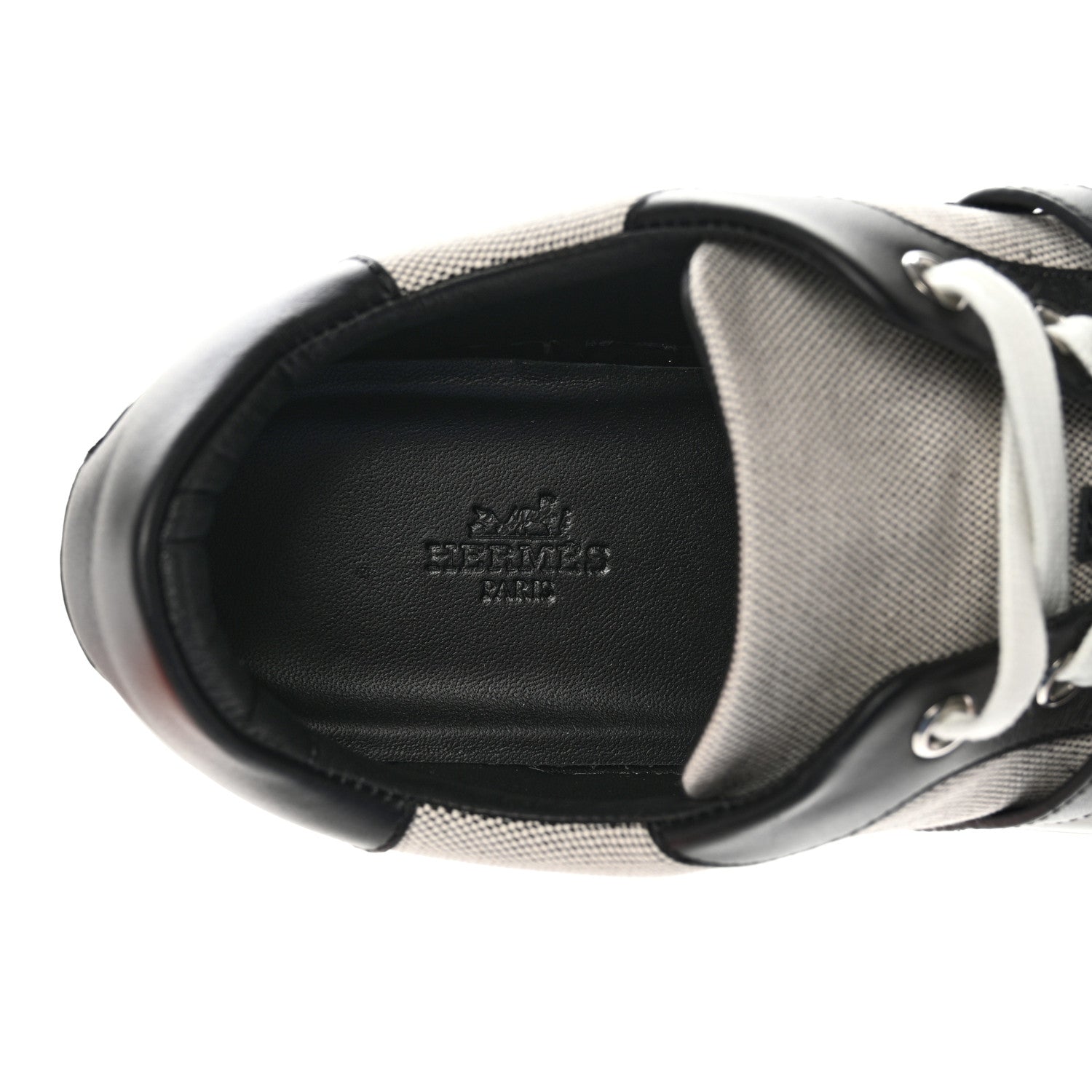 Hermes Calfskin Canvas Day Sneakers 39 Black White 7 of 9