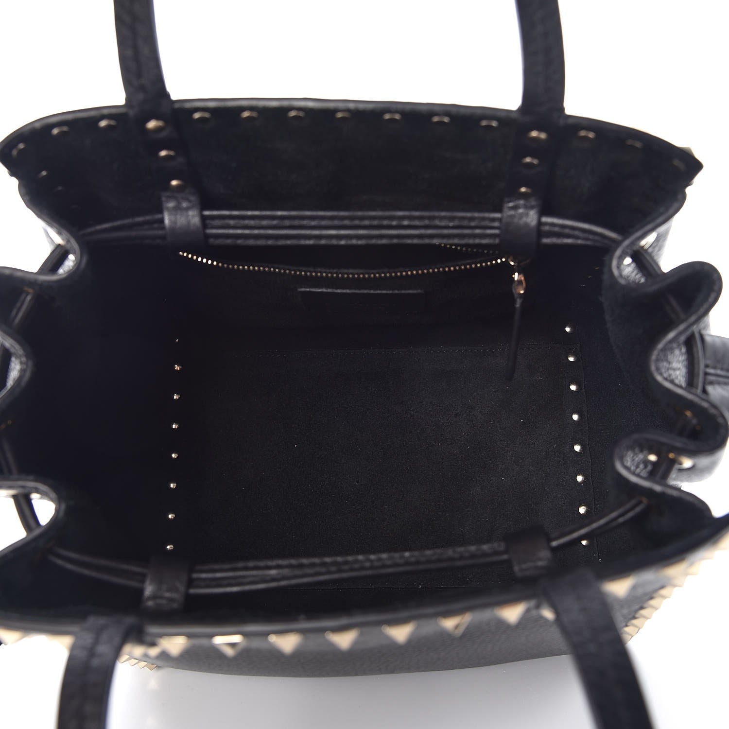 Valentino Garavani Pebbled Calfskin Rockstud Double Handle Cinch Tote Black 5 of 7