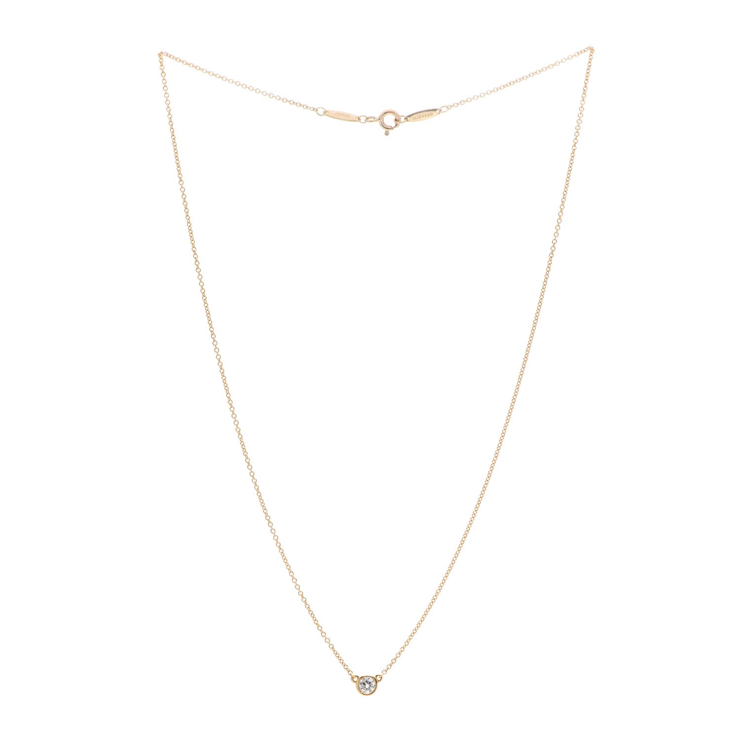 Tiffany 18K Yellow Gold Diamond .17ct Elsa Peretti Diamonds by the Yard Pendant Necklace 3 of 7