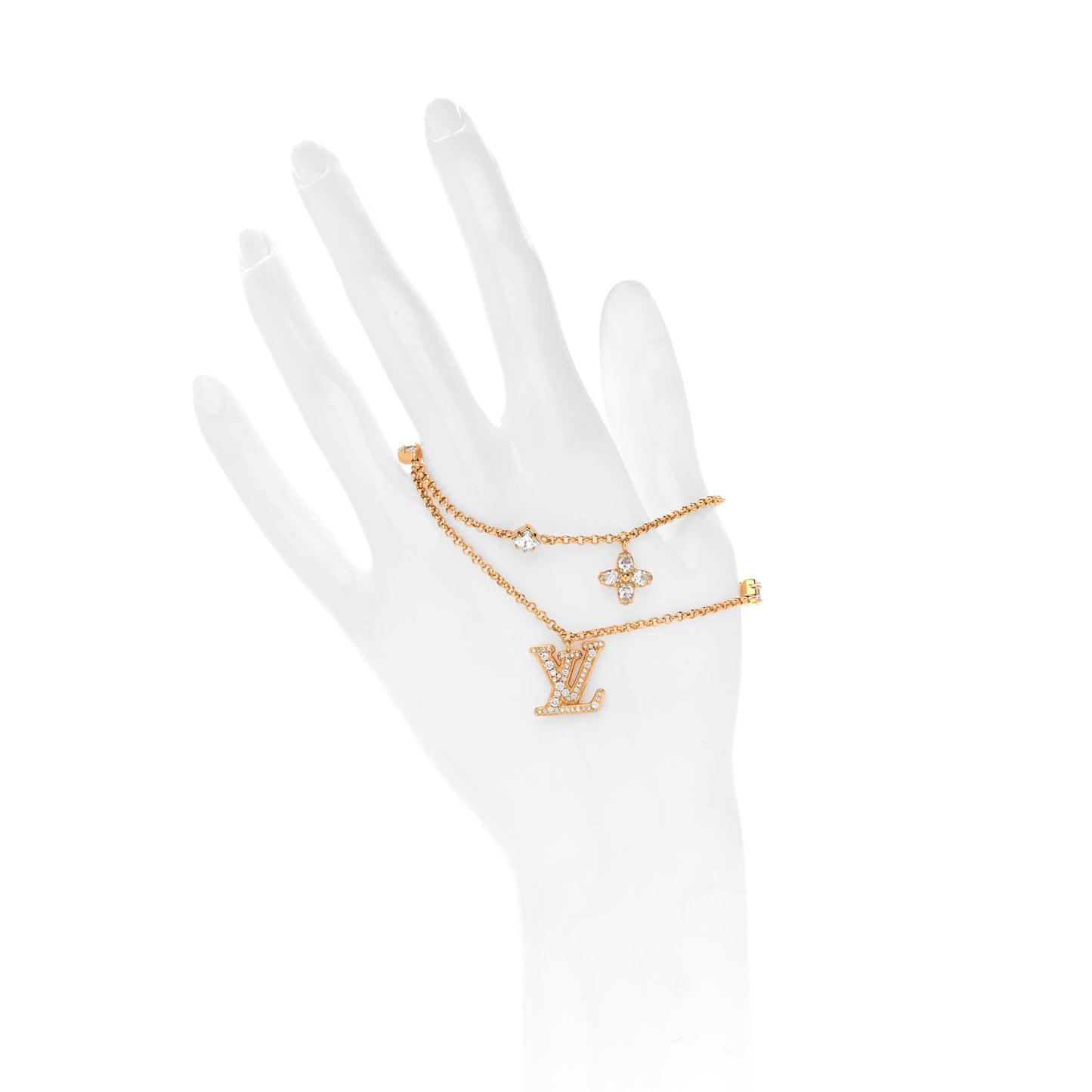 Metal Crystal LV Lady Bracelet Gold