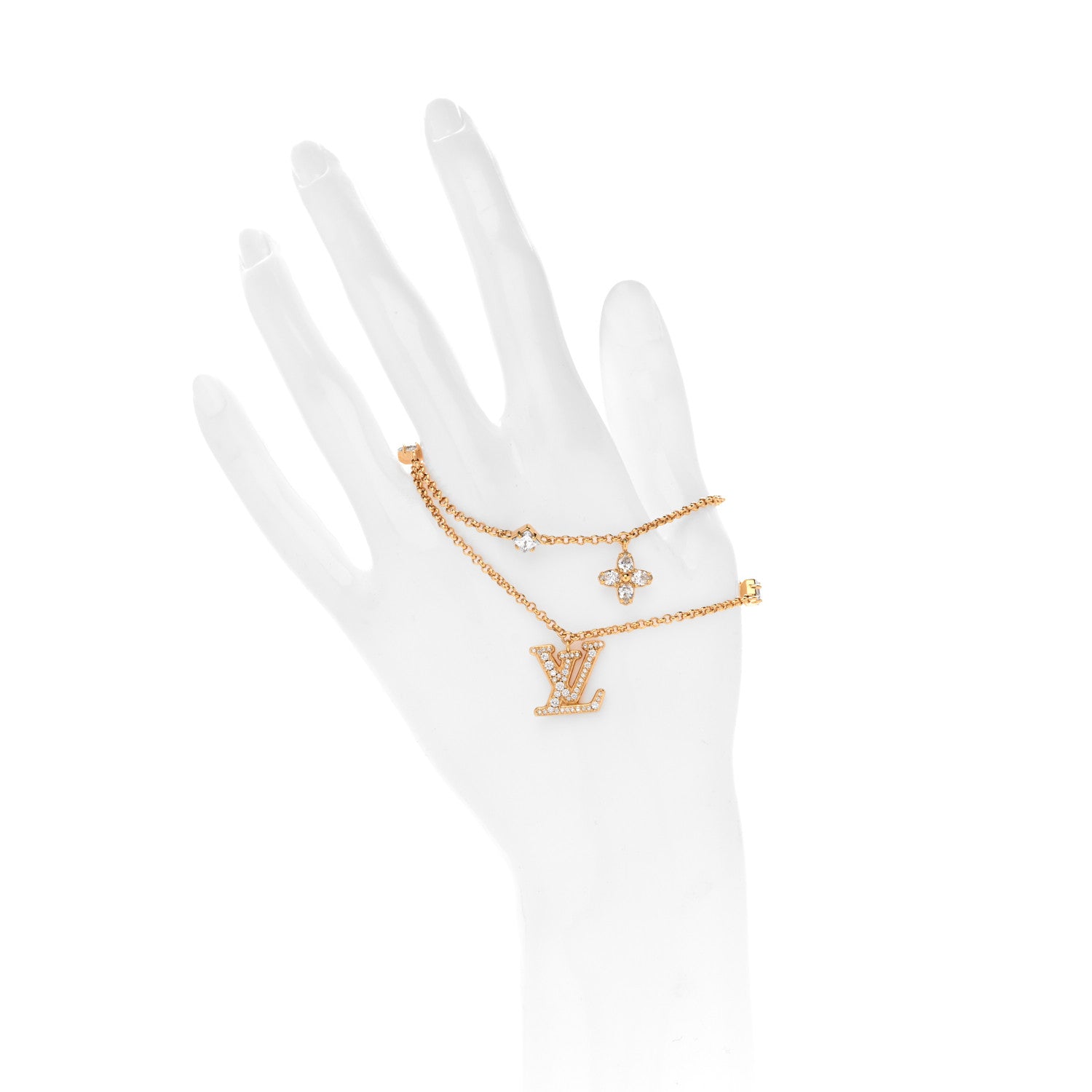 Louis Vuitton Metal Crystal LV Lady Bracelet Gold 2 of 5