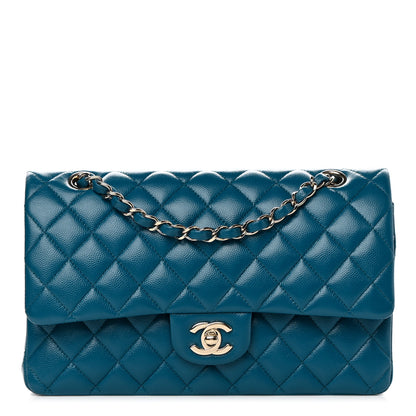 Chanel Caviar Quilted Medium Double Flap Dark Turquoise 1 of 14