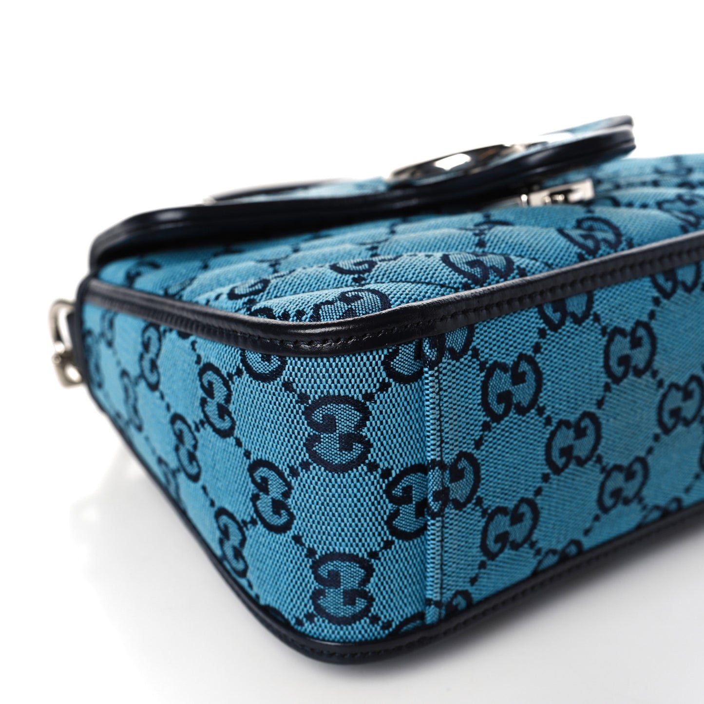 Monogram Multicolor Matelasse Diagonal Mini GG Marmont Top Handle Shoulder Bag Light Blue