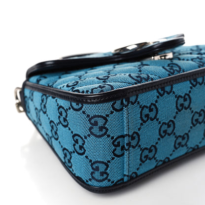 Gucci Monogram Multicolor Matelasse Diagonal Mini GG Marmont Top Handle Shoulder Bag Light Blue 8 of 9