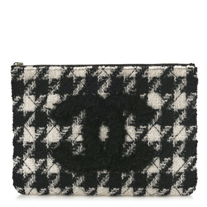 Chanel Tweed Shearling Quilted Chanel Cosmetic Pouch White Black 1 of 8